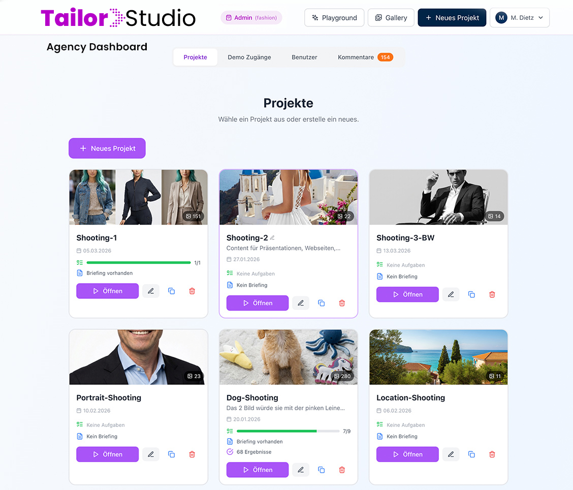 Vorschau der Agentur-Konsole