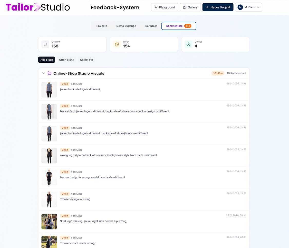 Vorschau des Marken-Dashboards